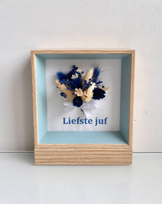 Kader met tekst "Liefste juf" - Blauw & wit